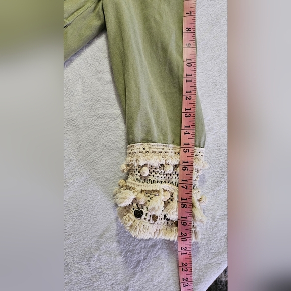 Zara Woman Outerwear Army Green Tassel Pom Fringe Boho Jacket - Picture 3 of 13